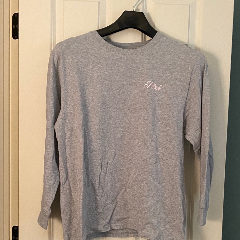 PINK Victoria's Secret Gray Long Sleeve with Pink Graphic